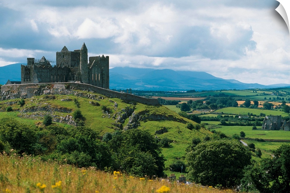 Rock Of Cashel, Ireland, Landscape With The Rock Of Cashel In The Distance