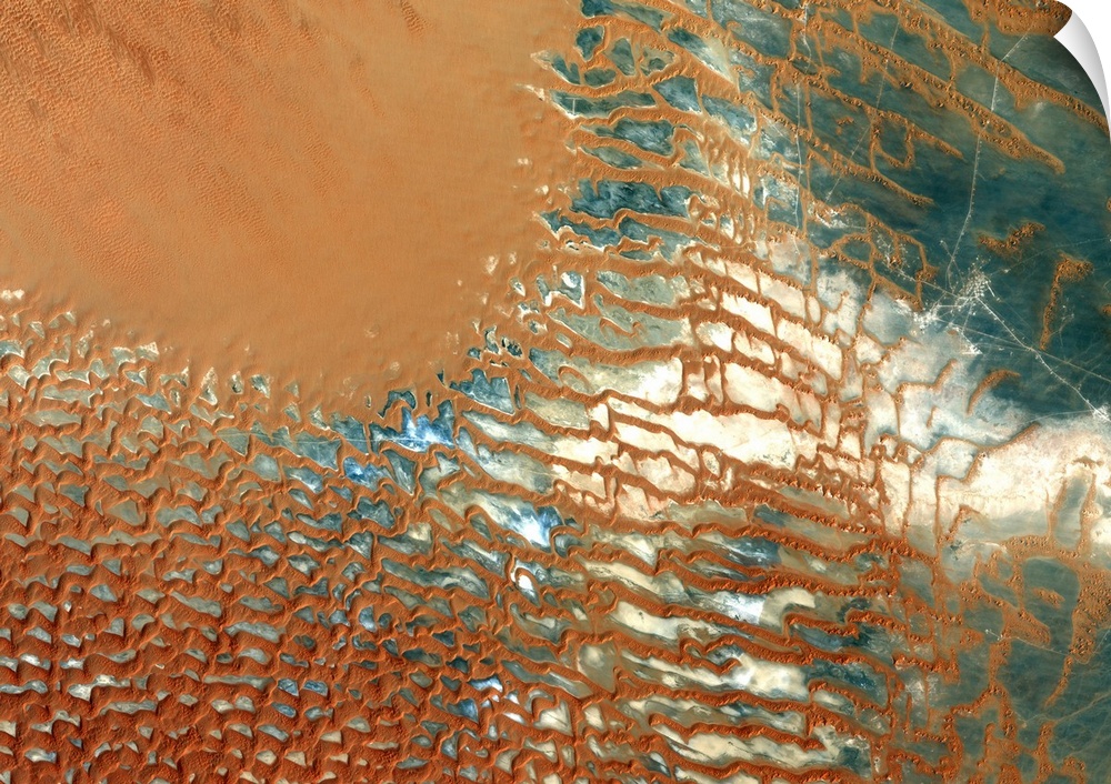 Rub Al Khali Desert, Saudi Arabia, True Colour Satellite Image. Rub Al Khali, a sand desert South East of Saudi Arabia ; s...