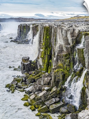 Rugged Rock Cliffs Along Jokulsa At Dettifoss Waterfall, Skutustadahreppur, Iceland