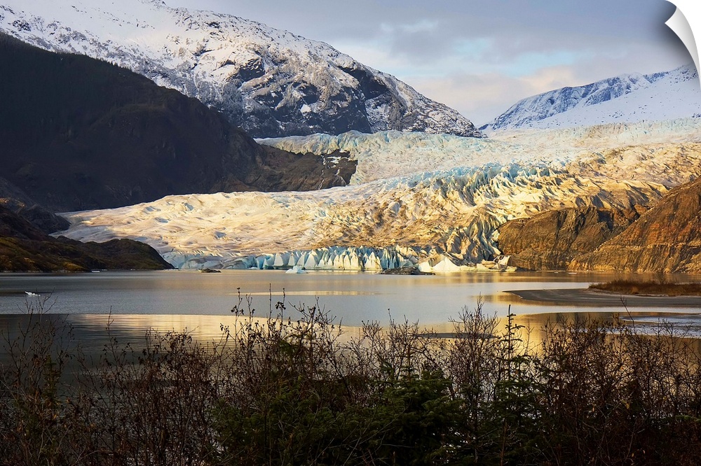 Scenic view of Mendenhall Glacier near Juneau, Alaska in late Autumn