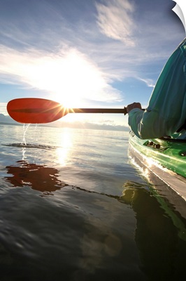 Sea kayaking in Lynn Canal near Eagle Beach State Recreation Area, Juneau, Alaska