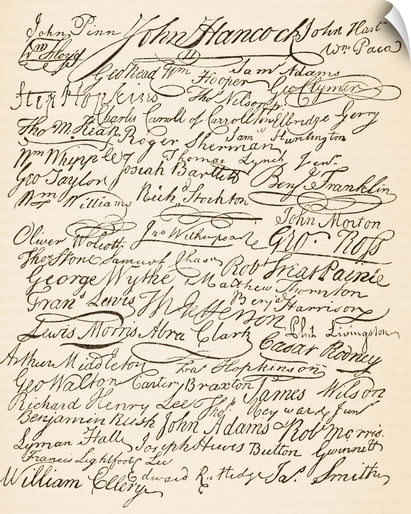 Signatures Attached To The Declaration Of American Independence. From "The National And Domestic History Of England" By Wi...
