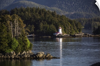 Small Islands Populated By Sitka Spruce Trees, A Lighthouse, Sitka, Alaska