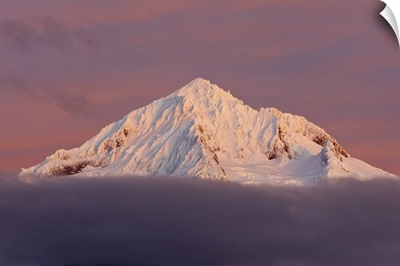 Snow-Covered Peak Of Mount Hood, Pacific Northwest, Oregon