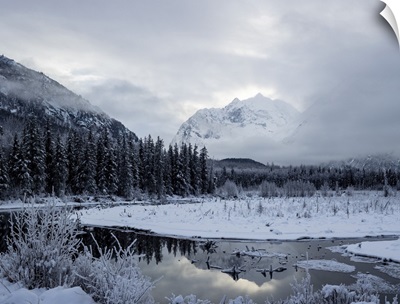 Snow Covers The Mountainous And Landscape, Chugach State Park, Eagle River, Alaska