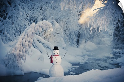 Snowman Next To A Stream With Hoar Frosted Trees, Russian Jack Springs Park