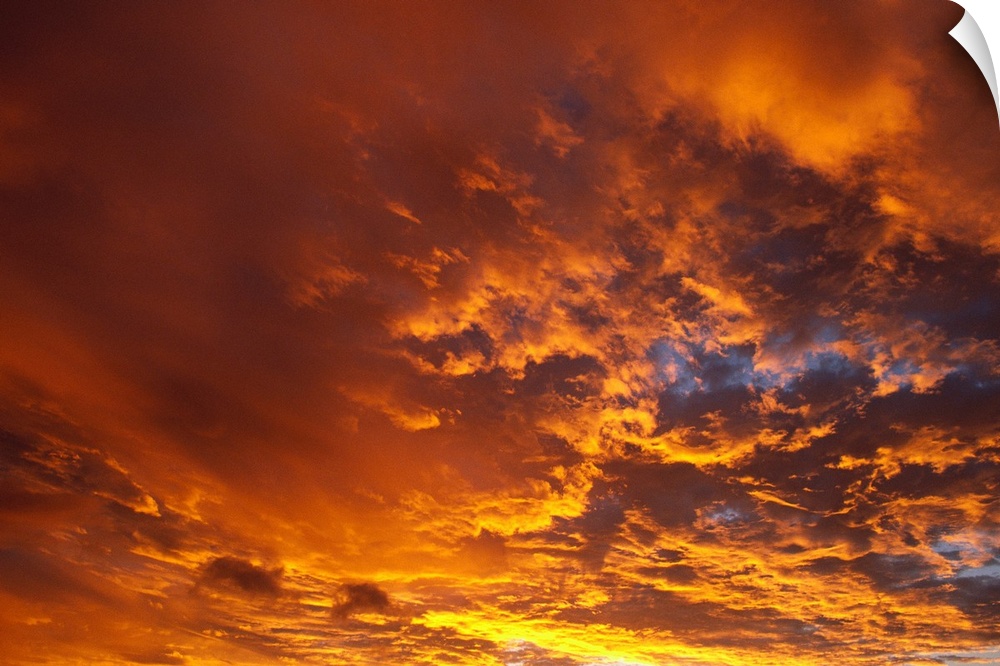 Spectacular Large Clouds At Sunrise, Orange Pink Golden Sky
