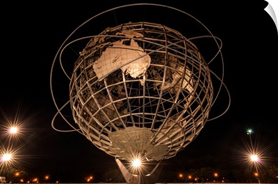 Spotlights around the Unisphere at nighttime, Queens, New York City