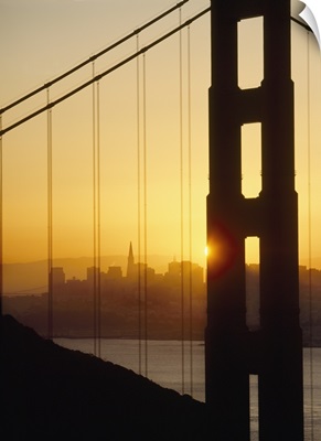 Sunrise Behind The Golden Gate Bridge; San Francisco, California