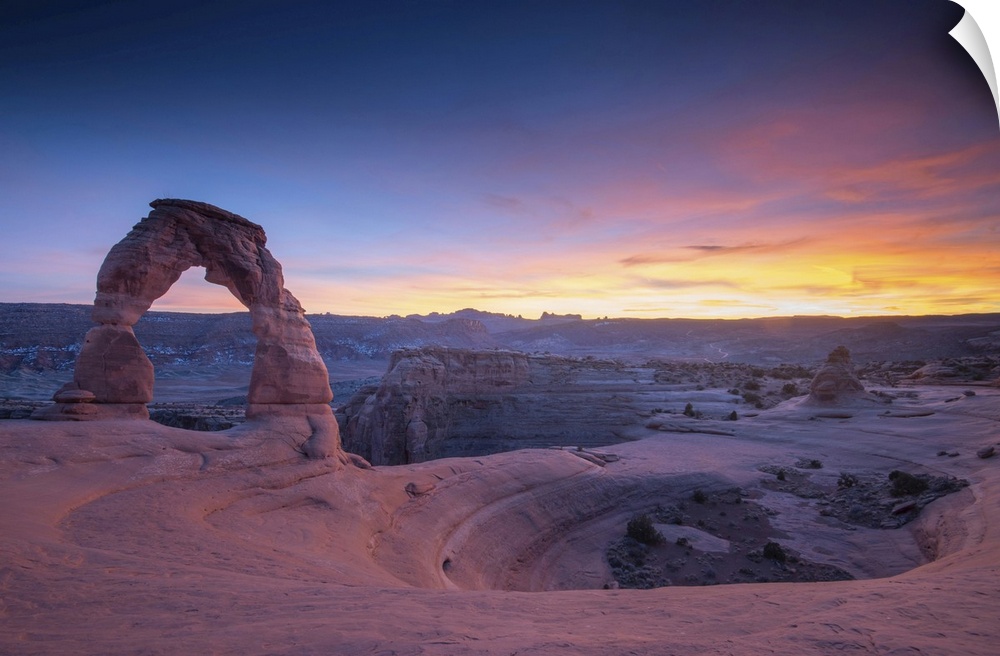 Sunset at Delicate Arch, located in Arches National Park, Utah