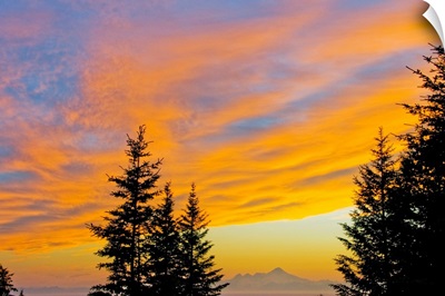 Sunset clouds over Iliamna Volcano near Nikolaevsk on Kenai Peninsula, Alaska