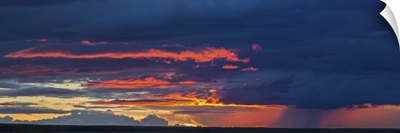 Sunset lit clouds over Grasslands National Park, Saskatchewan, Canada