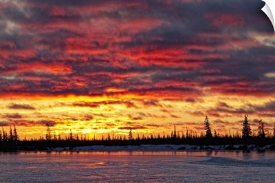 Sunset Over Dymond Lake, Manitoba. Near Churchill