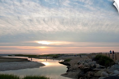 Sunset view of Payne's Creek and ocean on Cape Cod.; Payne's Creek, Brewster, Cape Cod, Massachusetts.