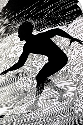 Surfer, Figure Of A Man Surfing A Wave