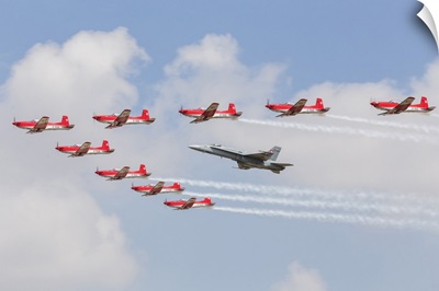 Swiss Air Force F/A-18C Hornet And PC-7 Aerobatic Display Team