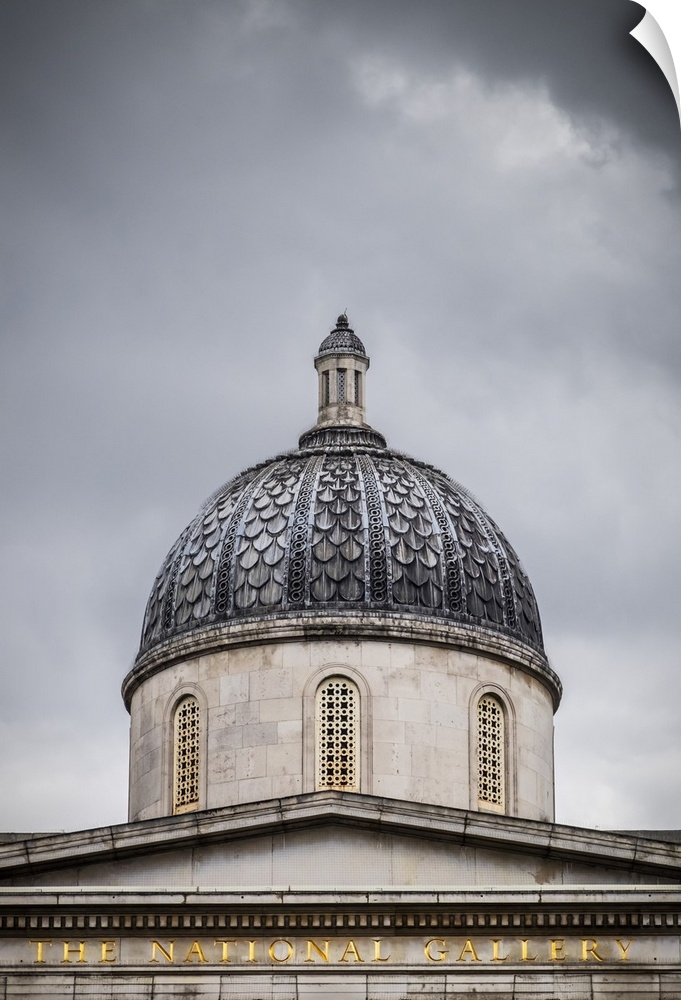 The Dome Of The National Gallery Against A Stormy London Sky; London, England