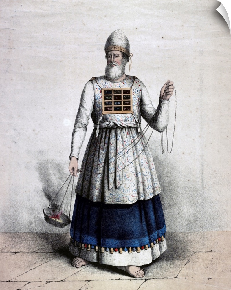 The high priest in his robes by John Henry Camp. Lithograph, handcoloured print of a priest, full-length portrait, standin...