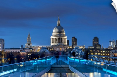 The Millennium Footbridge And St. Paul's Cathedral At Night