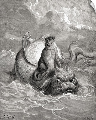 The Monkey And The Dolphin After A Work By Gustave Dore, 1885