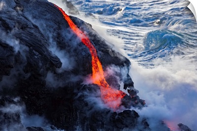 The Pahoehoe lava flowing from Kilauea, Hawaii