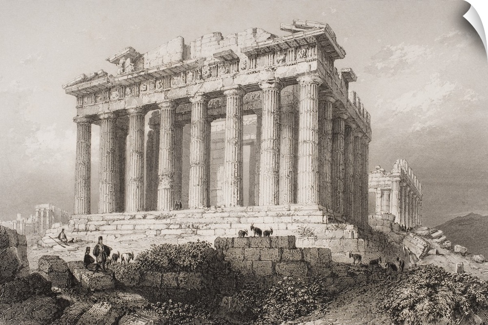 The Parthenon At Athens, Greece. Engraved By E. Challis After W. H. Bartlett.