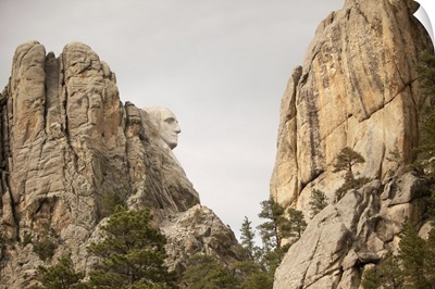 The Profile Of President George Washington Is Visible On Mount Rushmore, South Dakota