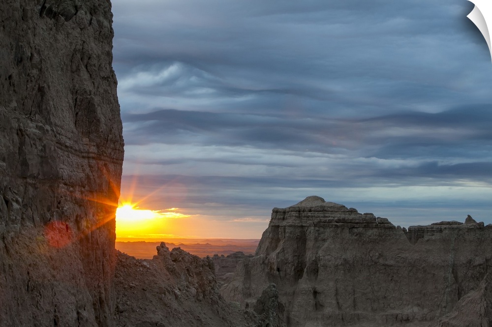 The sun rises over Badlands National Park, South Dakota, United States of America