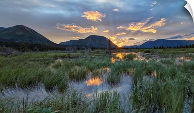 The sun sets near Annie Lake, Whitehorse, Yukon, Canada
