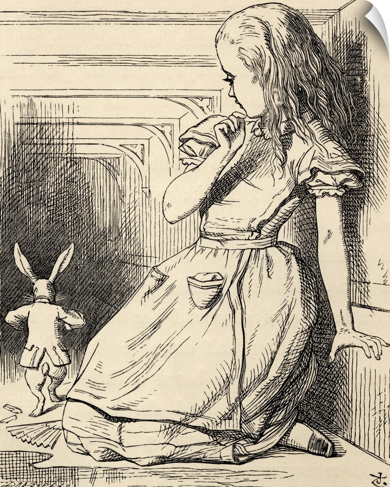 The White Rabbit Is Late. Illustration By John Tenniel From The Book "Alice's Adventures In Wonderland," By Lewis Carroll,...
