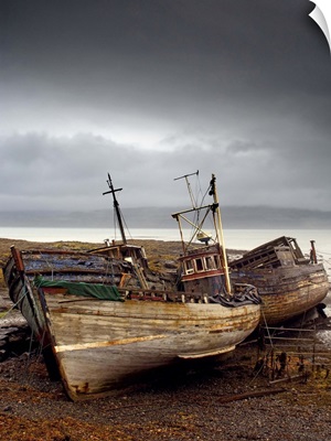 Three Boats On Shore, Island Of Mull, Scotland