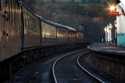 Train At Station At Dusk, Pickering, North Yorkshire, England