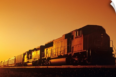Train At Sunrise, Near Winnipeg, Manitoba, Canada