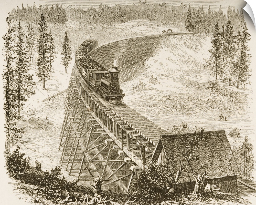 Trestle Bridge Of The Central Pacific Railroad In The 1870s. From "American Pictures Drawn With Pen And Pencil" By Rev Sam...