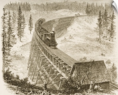 Trestle Bridge Of The Central Pacific Railroad In The 1870s