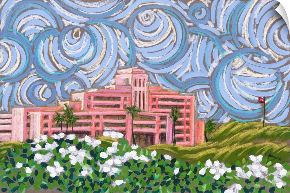 Trippin At Trippler, Hawaii, Oahu, Landscape Of Trippler Army Medical Center (Originally Acrylic Painting).