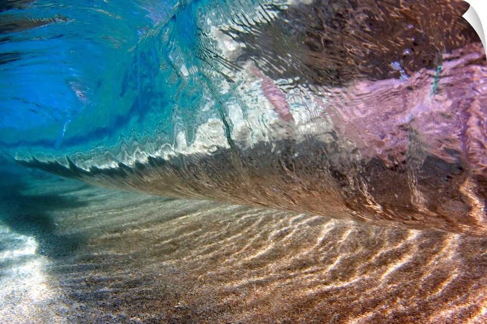 Underwater view of a breaking wave, Hawaii, United States of America.