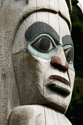 United States, Alaska, Ketchikan, Totem Heritage Center, carvings on totem pole