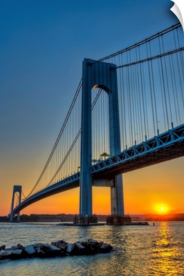Verrazano-Narrows Bridge at sunset;  Brooklyn, New York