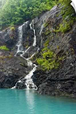 View of waterfalls in Passage Canal, Whittier, Southcentral Alaska, Summer