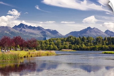 View over Westchester Lagoon and the Chugach Mountains during Summer