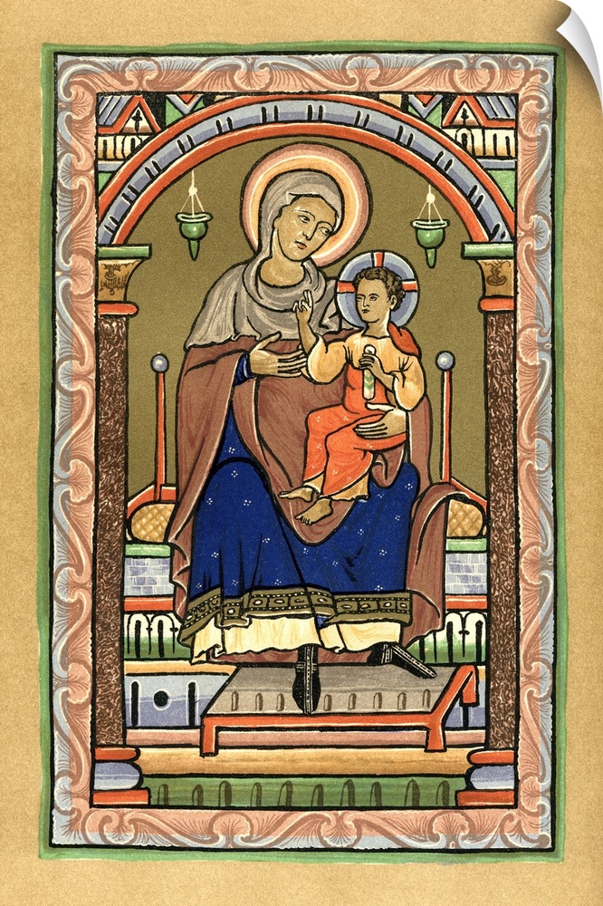 Virgin And Child, 13Th Century. From The Book Short History Of The English People By J.R. Green, Published London 1893.
