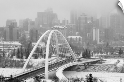Walterdale Bridge Over The Frozen North Saskatchewan River, Edmonton, Alberta, Canada