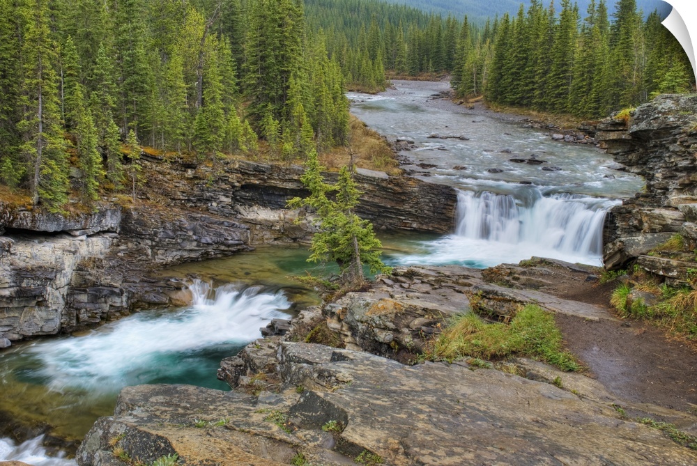 Waterfall In The Canadian Rocky Mountains; Kananaskis, Alberta, Canada