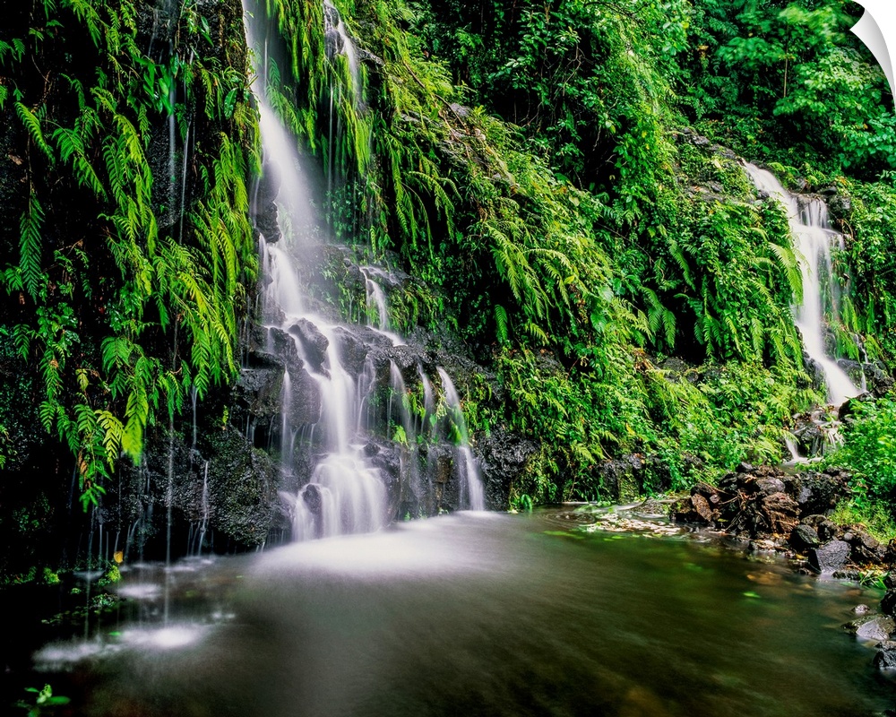 Waterfall on Southeast coast of Upolu Island, Upolu Island, Samoa.