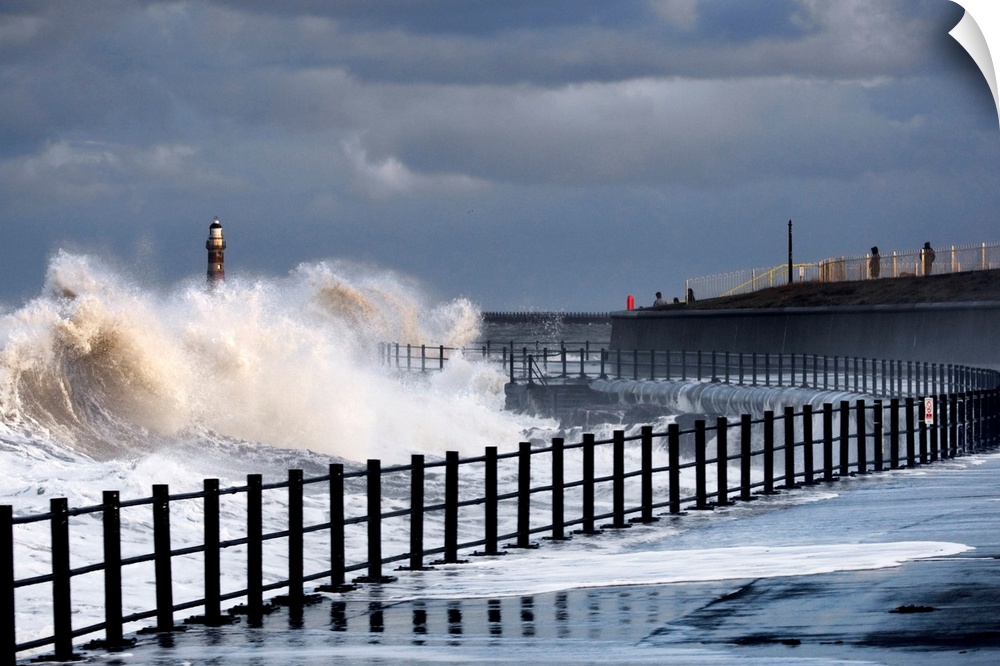 Waves Crashing, Sunderland, Tyne And Wear, England.