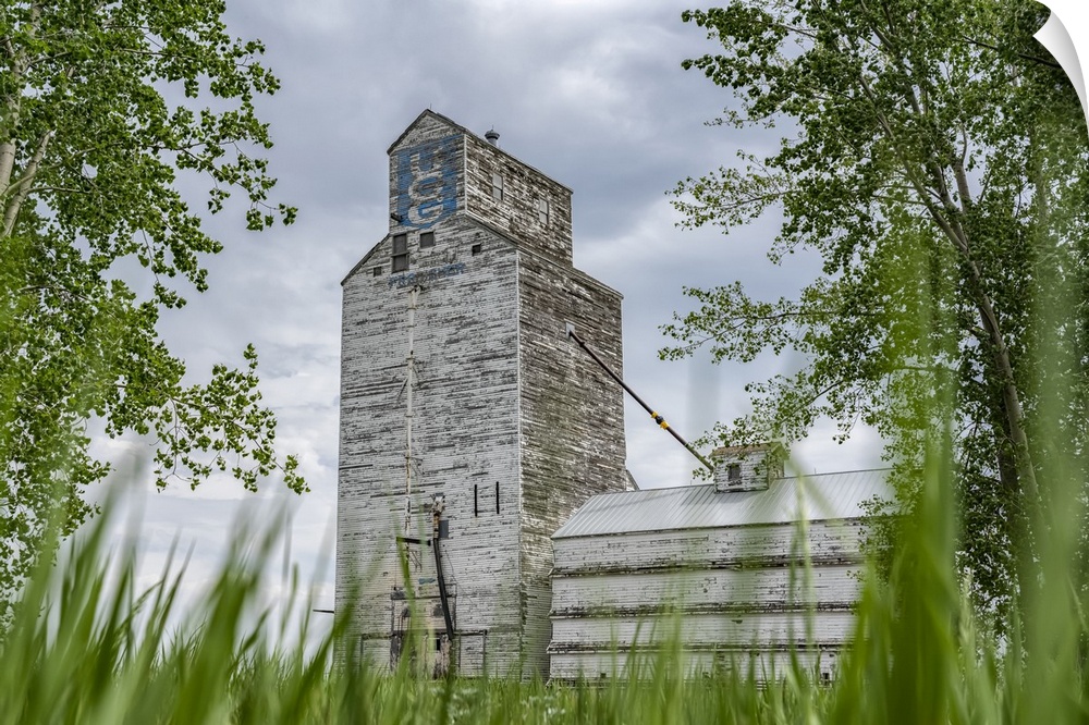 Weathered grain elevator on the prairies; Saskatchewan, Canada