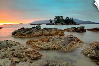 Whaler Islet With View Towards Flores Island, Vancouver Island, British Columbia, Canada