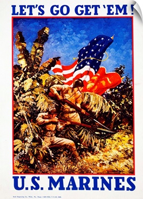World War II Recruiting Poster Shows Marines Bearing Rifles With Bayonets, C. 1942