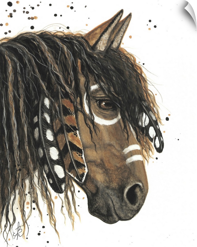 Majestic Series of Native American inspired horse paintings of a mustang.